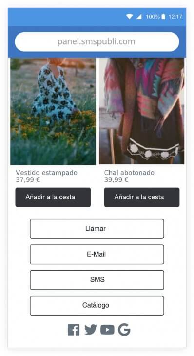 ejemplo sms landing page