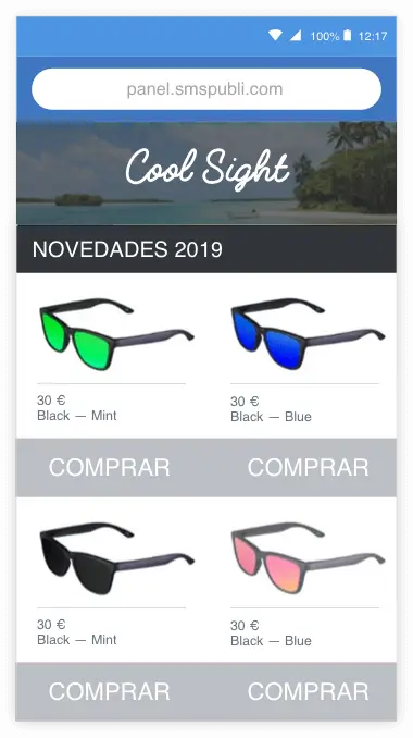 ejemplo real sms landing page
